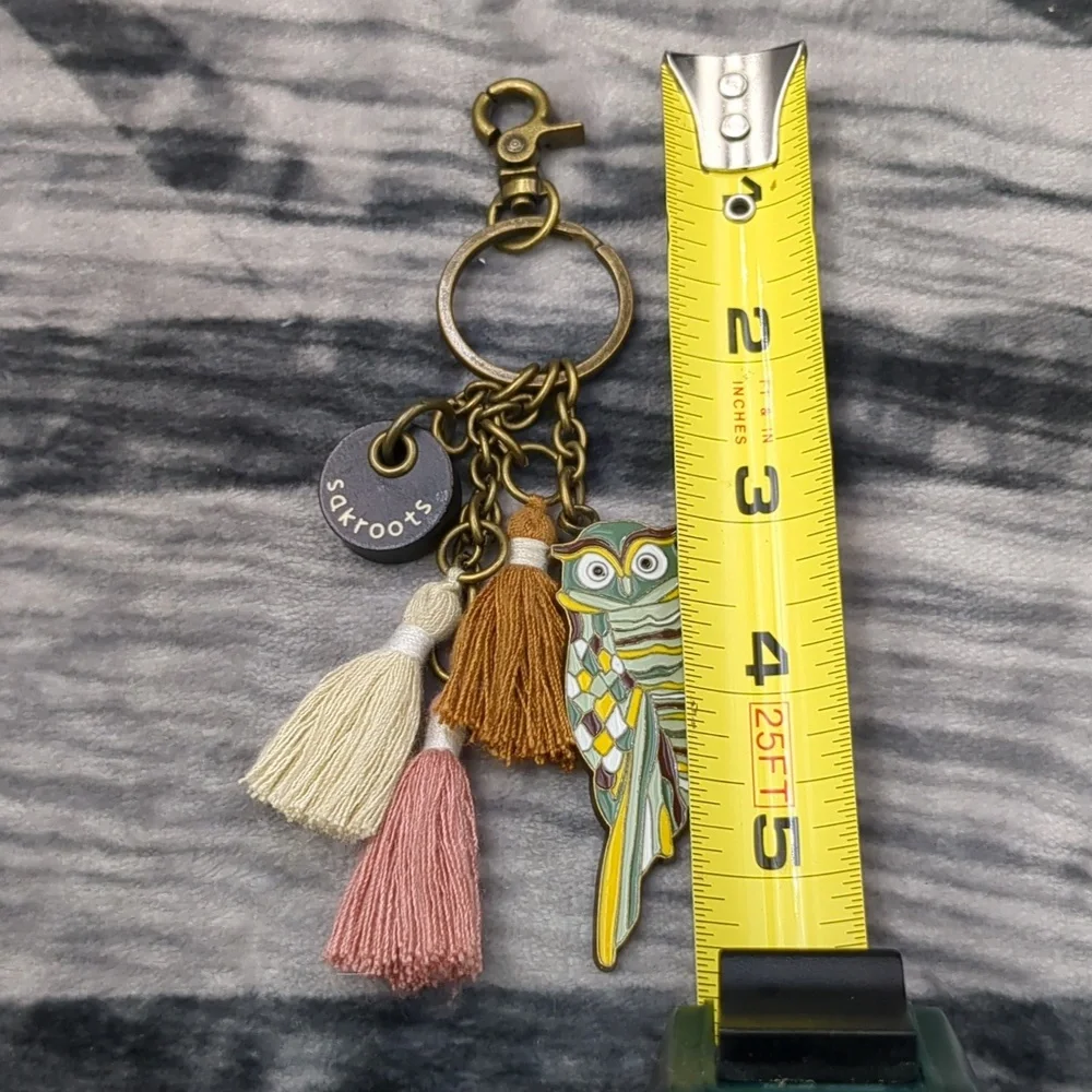 SakRoots Owl Keychain Charm  Keyring Enamel